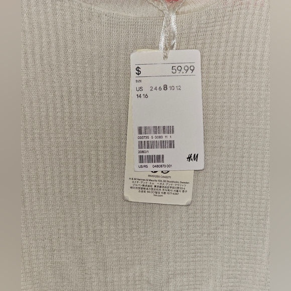 NWT H&M Studio Collection Cream Frill Hem Knit Sweater Thrashed Shirt Sheer Sm - Picture 2 of 9
